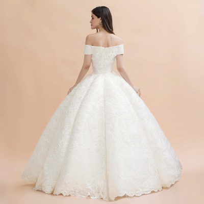 Gorgeous Off The Shoulder Ball Gown Wedding Dress | Lace Backless Bridal Gown_10
