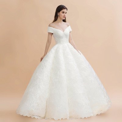 Gorgeous Off The Shoulder Ball Gown Wedding Dress | Lace Backless Bridal Gown_6