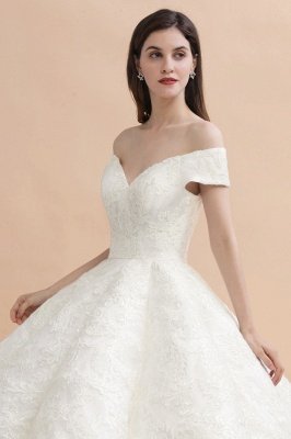 Gorgeous Off The Shoulder Ball Gown Wedding Dress | Lace Backless Bridal Gown_9