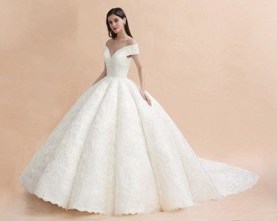 Princess Sweetheart Lace Ball Gown Wedding Dresses | Off The Shoulder Bridal Gown_10