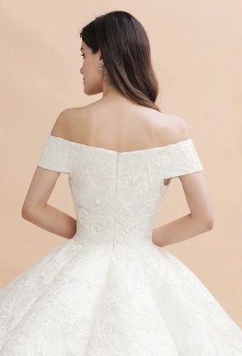 Gorgeous Off The Shoulder Ball Gown Wedding Dress | Lace Backless Bridal Gown_11