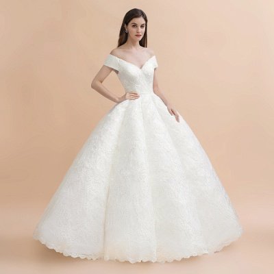 Gorgeous Off The Shoulder Ball Gown Wedding Dress | Lace Backless Bridal Gown_7
