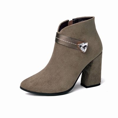 Zipper Chunky Heel Daily Suede Elegant Pointed Toe Boots_4