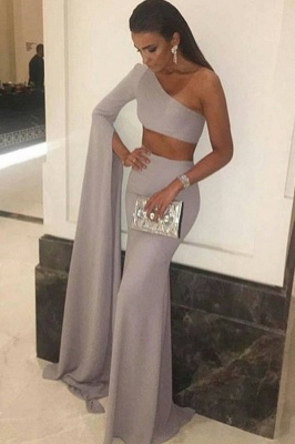 Mermaid Stunning Two-Pieces One-Shoulder Floor-Length Prom Dress_2