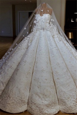 Luxurious Sweetheart Applique Ball Gown Wedding Dresses | Puffy Bridal ...