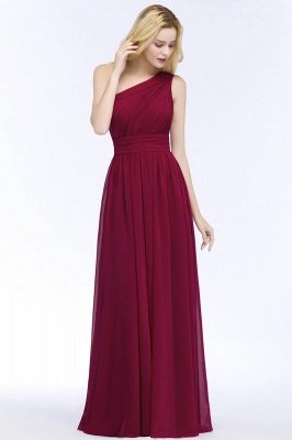 A-line One-Shoulder Bridesmaid Dresses | Ruched Long Wedding Party Dress_1