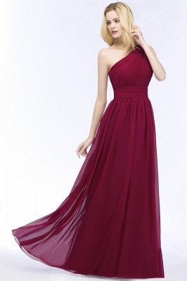 A-line One-Shoulder Bridesmaid Dresses | Ruched Long Wedding Party Dress_2
