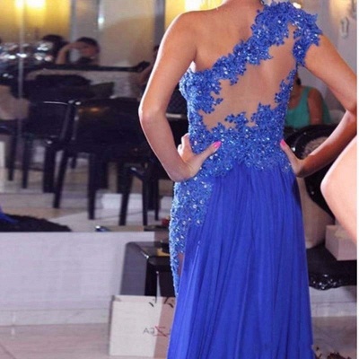 Sexy  Evening Dress | One-Shoulder Appliques Beading Prom Dresses_4