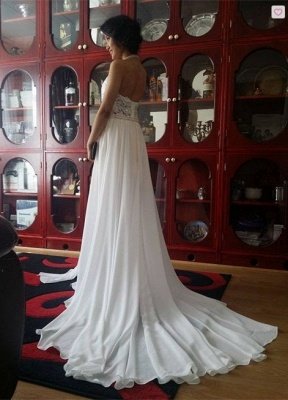 Halter Lace Chiffon Wedding Dresses with a Leg Slit_2