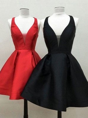 Sexy V-Neck Red Homecoming Dresses | A-Line Backless short Cocktail Dresses_3