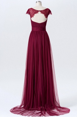 A-line Chiffon Tulle Bridesmaid dresses | Cap Sleeves Sweetheart Maid of the Honor Dresses_2