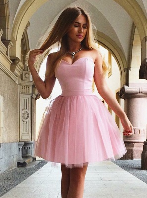 Sweetheart Pink Homecoming Dresses | A-Line Sleeveless Cocktail Dresses_1