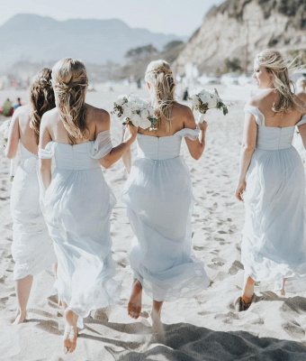 Elegent Off The Shoulder Long Bridesmaid Dress | Chiffon Full Length Wedding Party Dresses_3