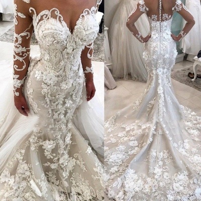 Delicate Sexy Mermaid  Lace Appliques Wedding Dress | Long Sleeve Bridal Dress BA9786_3