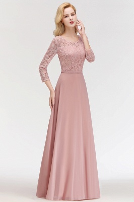 Simple Chiffon A-Line Bridesmaid Dresses | Scoop 3/4 Sleeves Lace Formal Prom Dresses_5