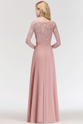 Simple Chiffon A-Line Bridesmaid Dresses | Scoop 3/4 Sleeves Lace Formal Prom Dresses_6