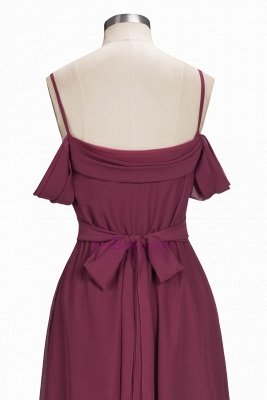 Chiffon Burgundy Bridesmaid Dresses,Spaghettis Straps Long Bridesmaid Dress_5