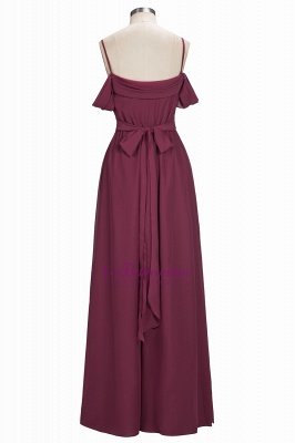 Chiffon Burgundy Bridesmaid Dresses,Spaghettis Straps Long Bridesmaid Dress_3