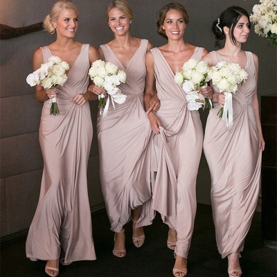 V-neck Bridesmaid Dresses Long Party Dress for Maid of Honor_3