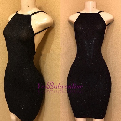 Short Mermaid Black Homecoming Dress | Elegant Sequin Sleeveless Prom Dresses_1