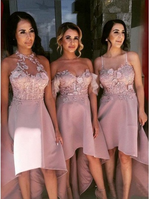Sexy Sleeveless Bridesmaid Dresses | Appliques Hi-Lo Wedding Guest Dresses_4