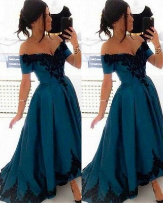 Hi-Lo Elegant A-Line Off-the-Shoulder Appliques Prom Dress_2